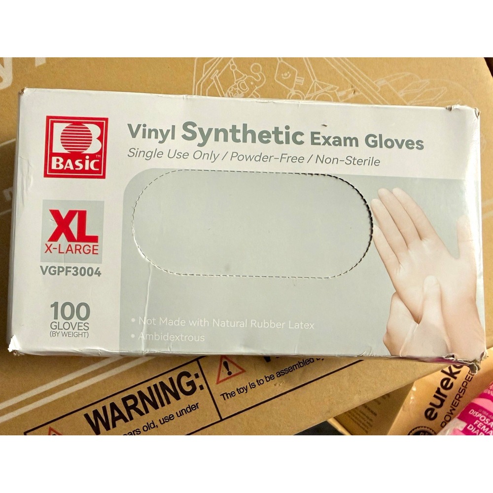 Basic Vinyl Exam Gloves Powder-Free Non-Sterile XL VGPF3004 100 Count